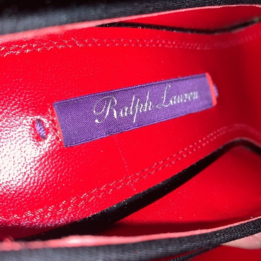 Ralph Lauren Purple Label Mallorie Black Patent Leather Bow Pumps Heels 35.5B - Picture 14 of 17